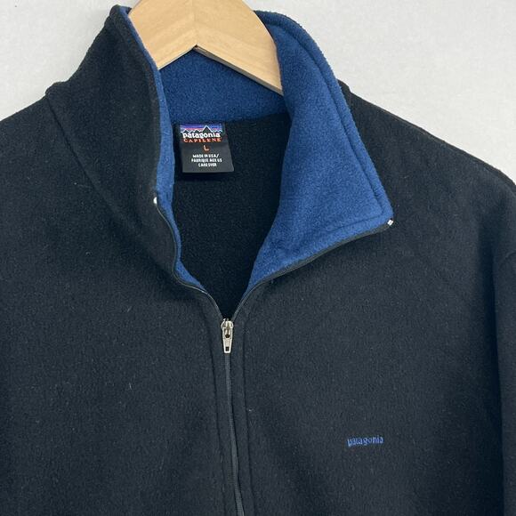 PATAGONIA Fleece Mens L Capilene 1/4 Zip Base Thermal Pullover Black USA VTG - Picture 8 of 15